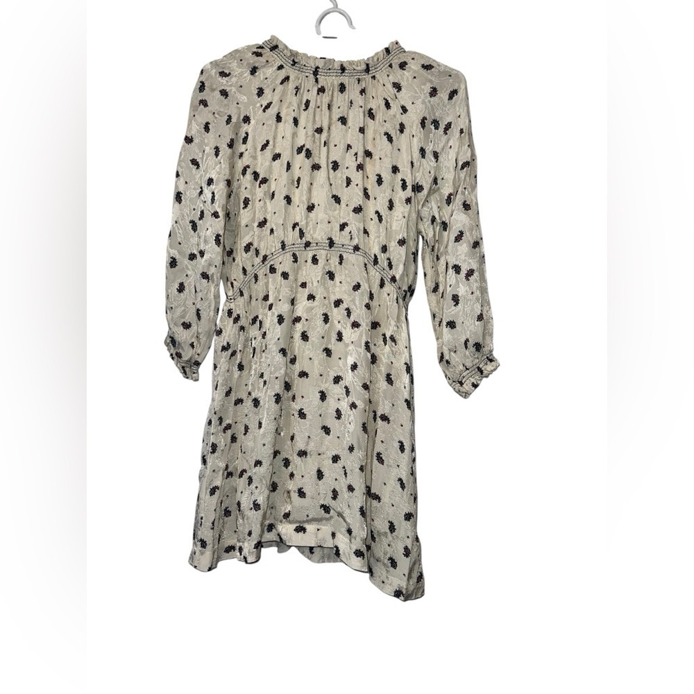 Zara girls ivory Floral jacquard Print Long Sleeve Dress Sz 11-12